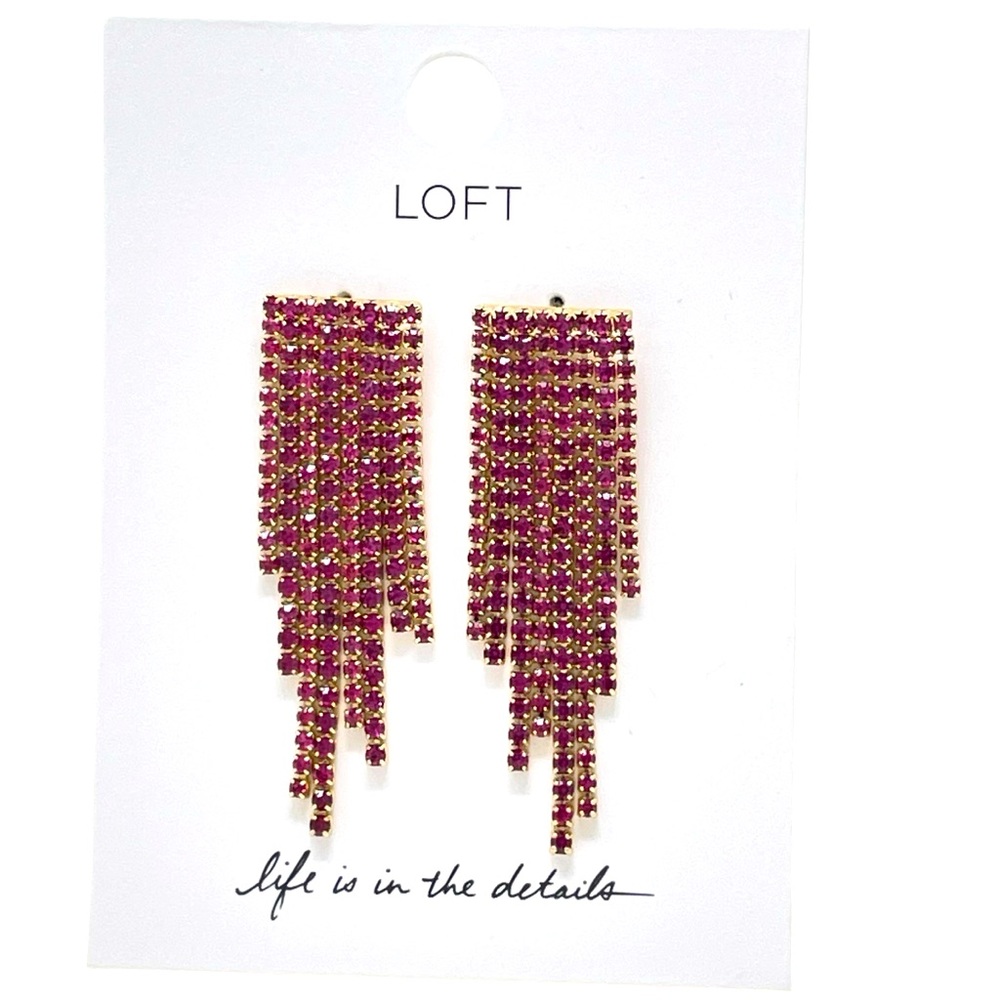 LOFT Sparkle Statement Waterfall Earrings NWT - Picture 2 of 2